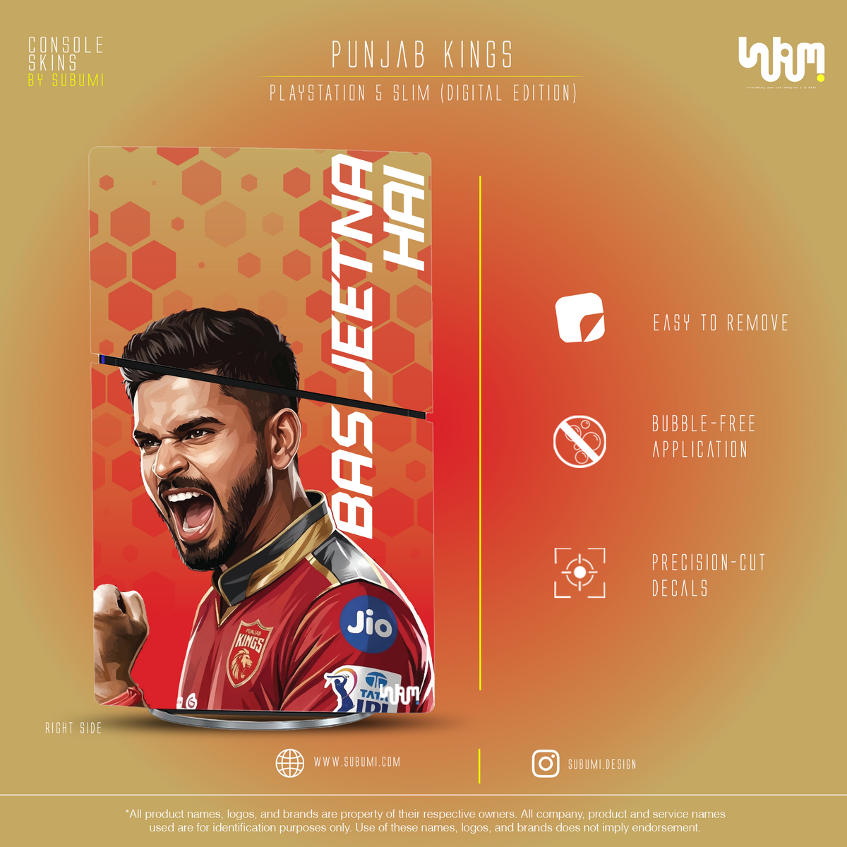Punjab Kings PS5 Console Skin | SUBUMI — right side, image 8
