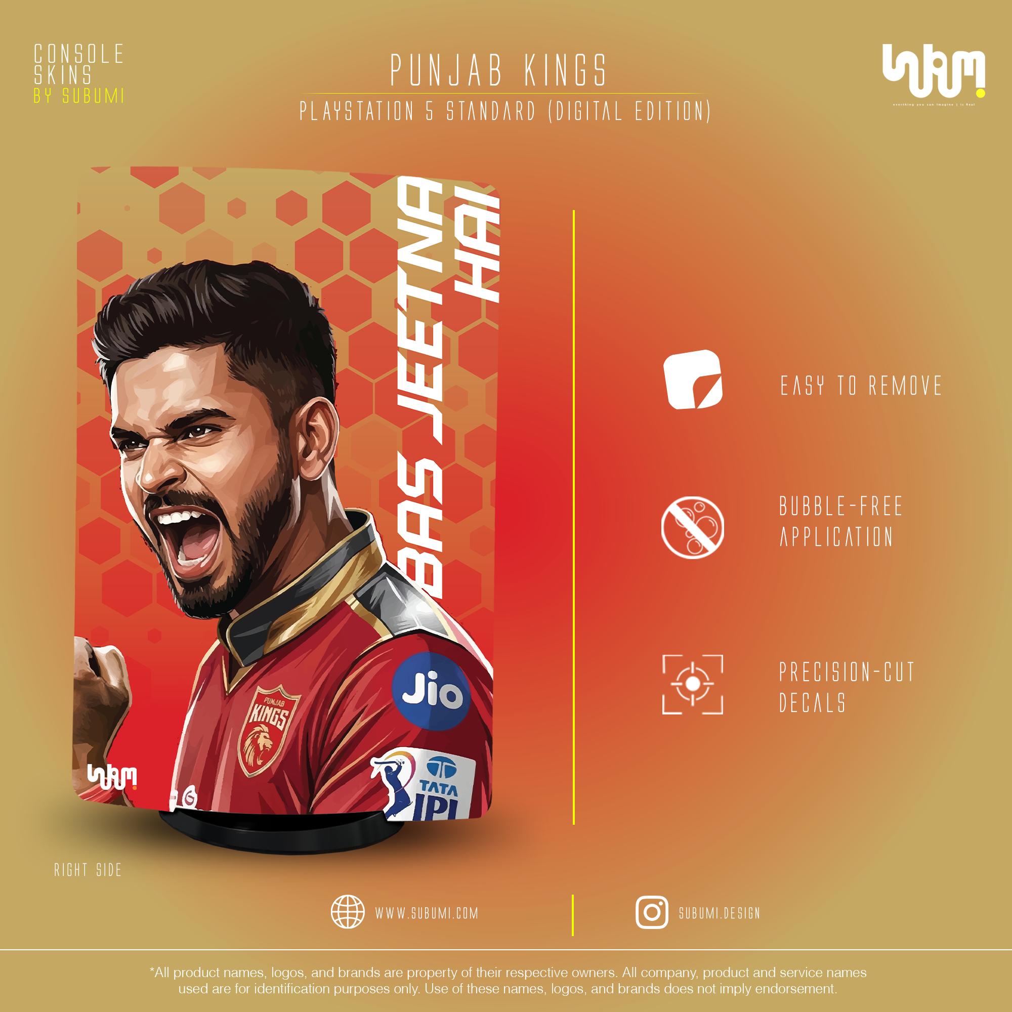 Punjab Kings PS5 Console Skin | SUBUMI