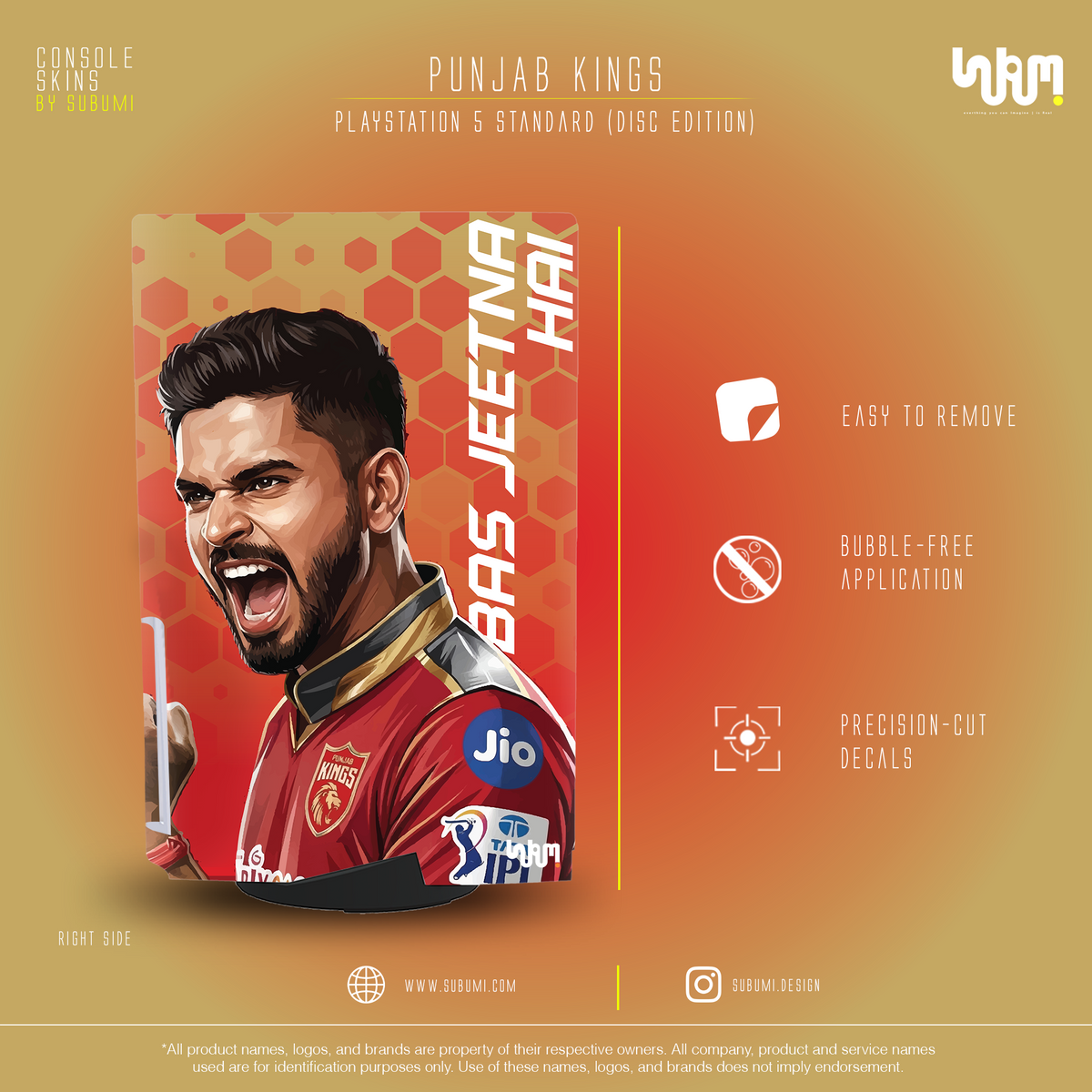 Punjab Kings PS5 Console Skin | SUBUMI — right side, image 5