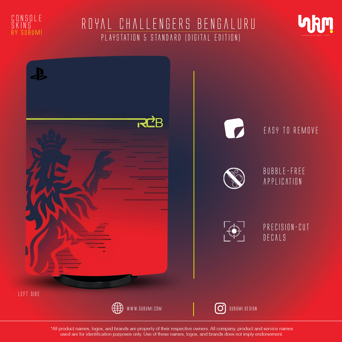 Royal Challengers Bengaluru IPL inspired Console Skin by SUBUMI for Playstation 5 Standard Digital