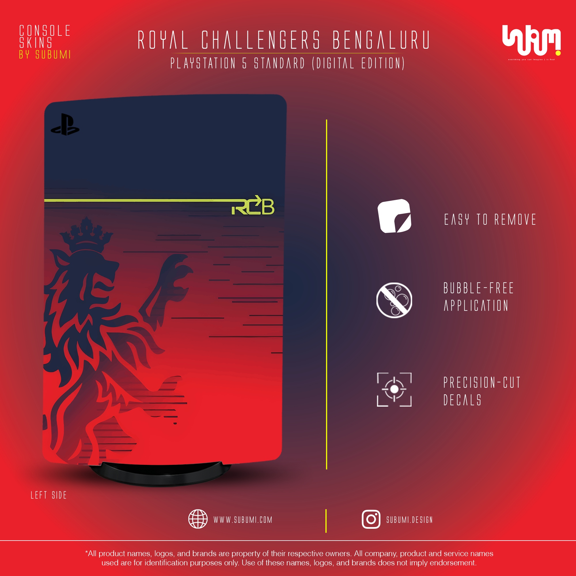 Royal Challengers Bengaluru IPL inspired Console Skin by SUBUMI for Playstation 5 Standard Digital