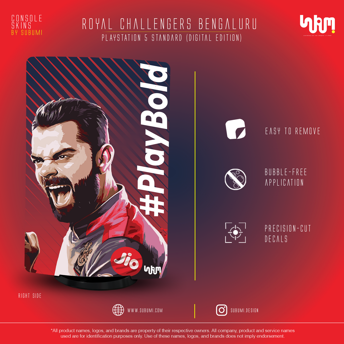 Royal Challengers Bengaluru IPL inspired Console Skin by SUBUMI for Playstation 5 Standard Digital