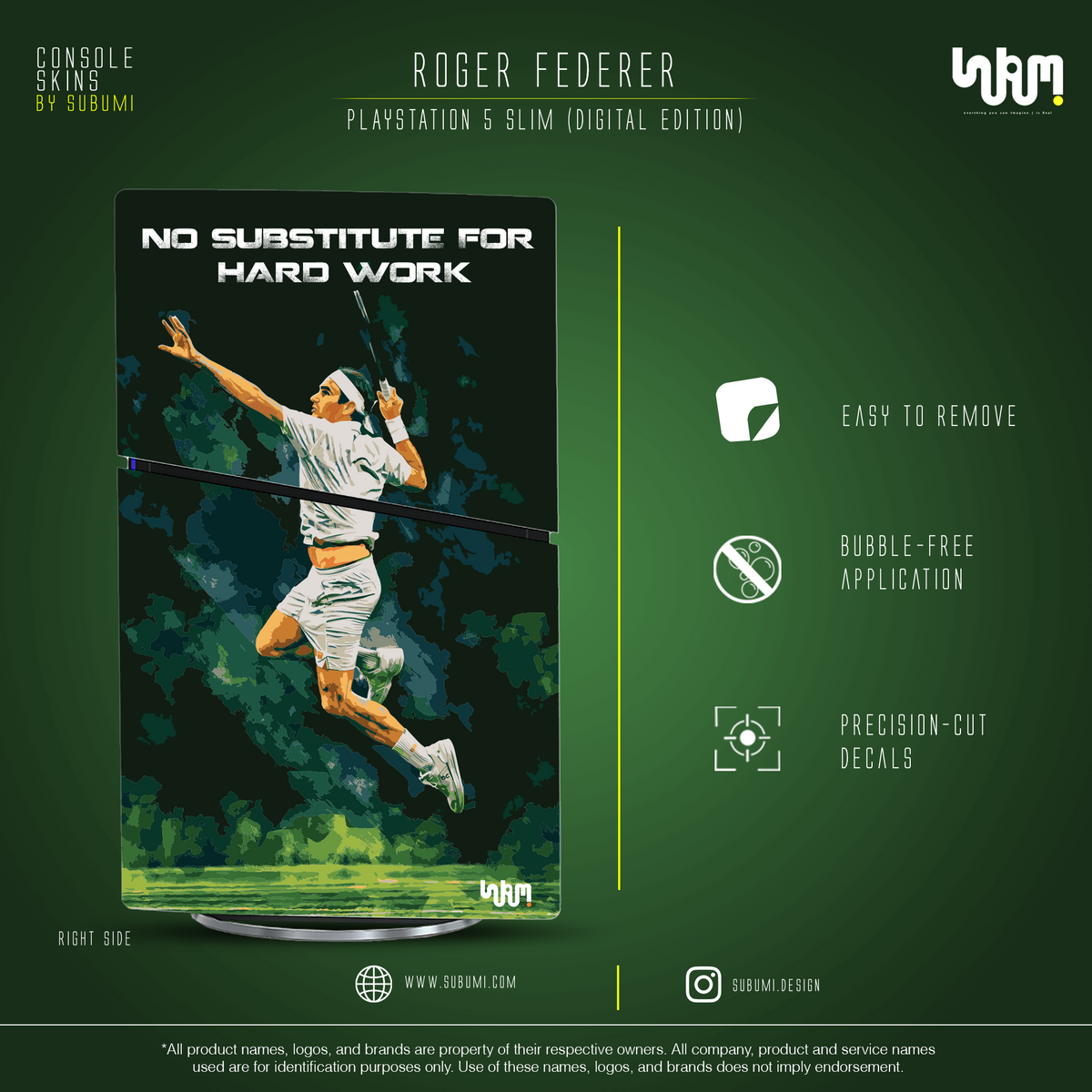 Roger Federer Console Skin by SUBUMI — PS5 Slim Digital, right side
