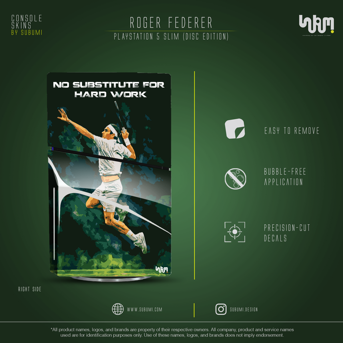 Roger Federer Console Skin by SUBUMI — PS5 Slim Disc, right side