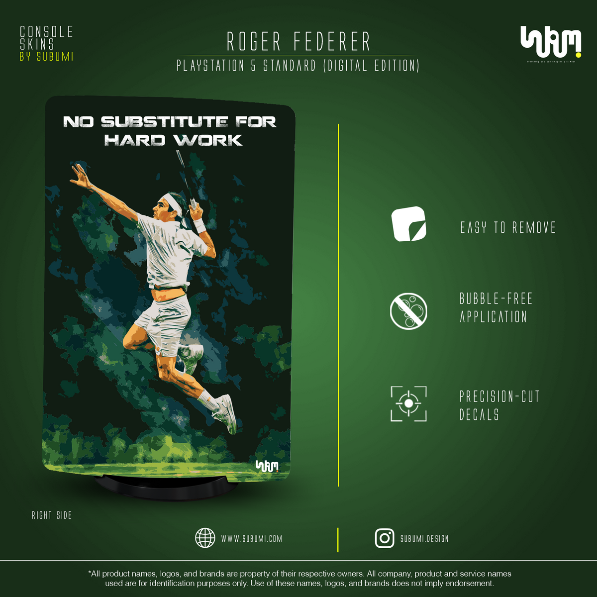 Roger Federer Console Skin by SUBUMI — PS5 Standard Digital, right side