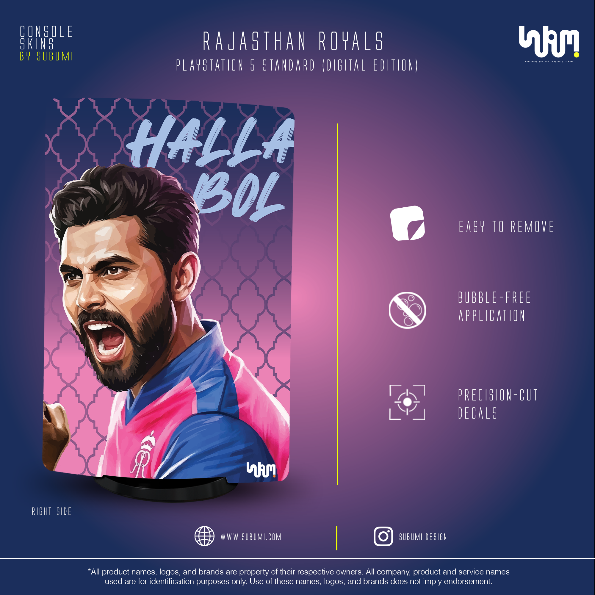 Rajasthan Royals PS5 Console Skin | SUBUMI