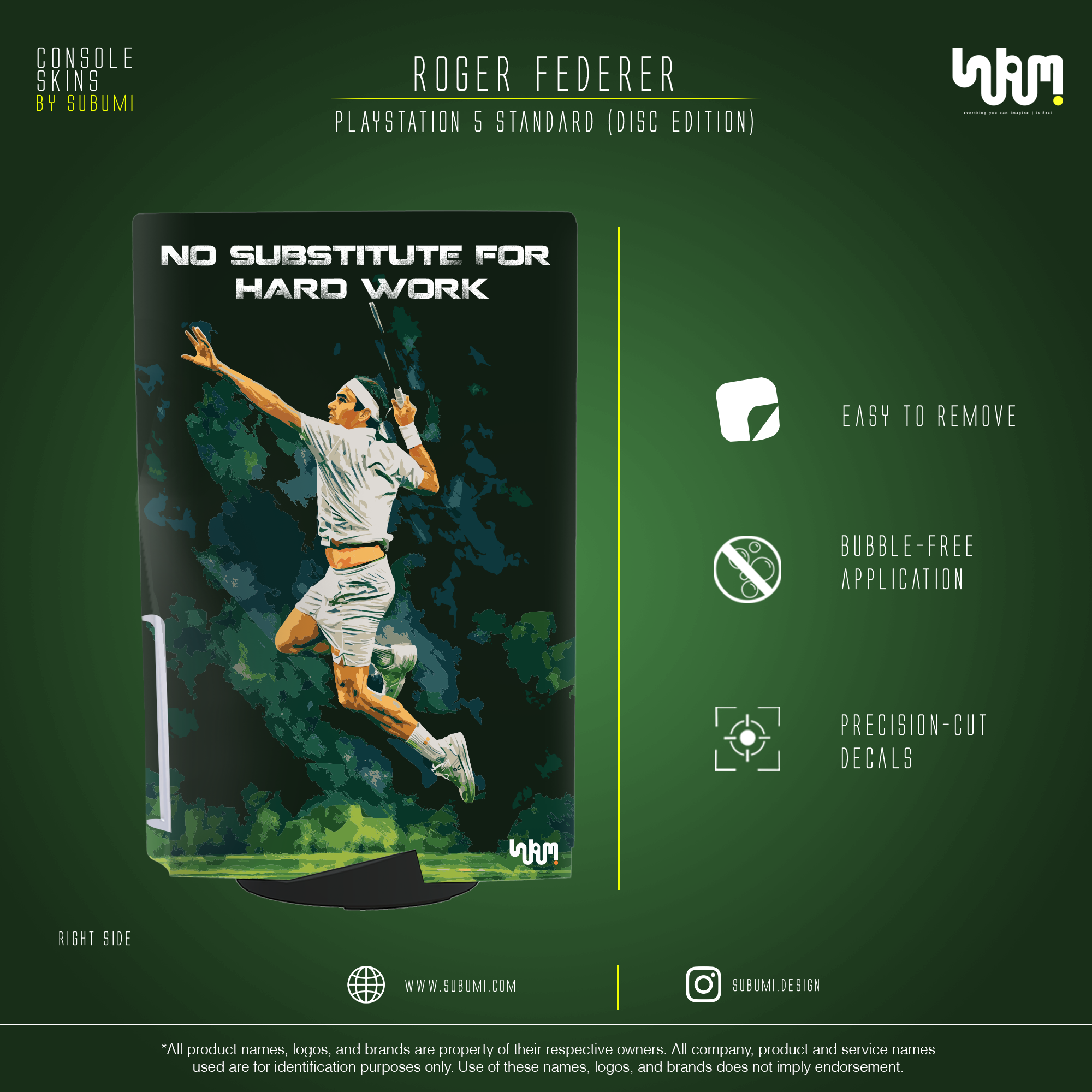 SUBUMI Roger Federer PS5 Skin 