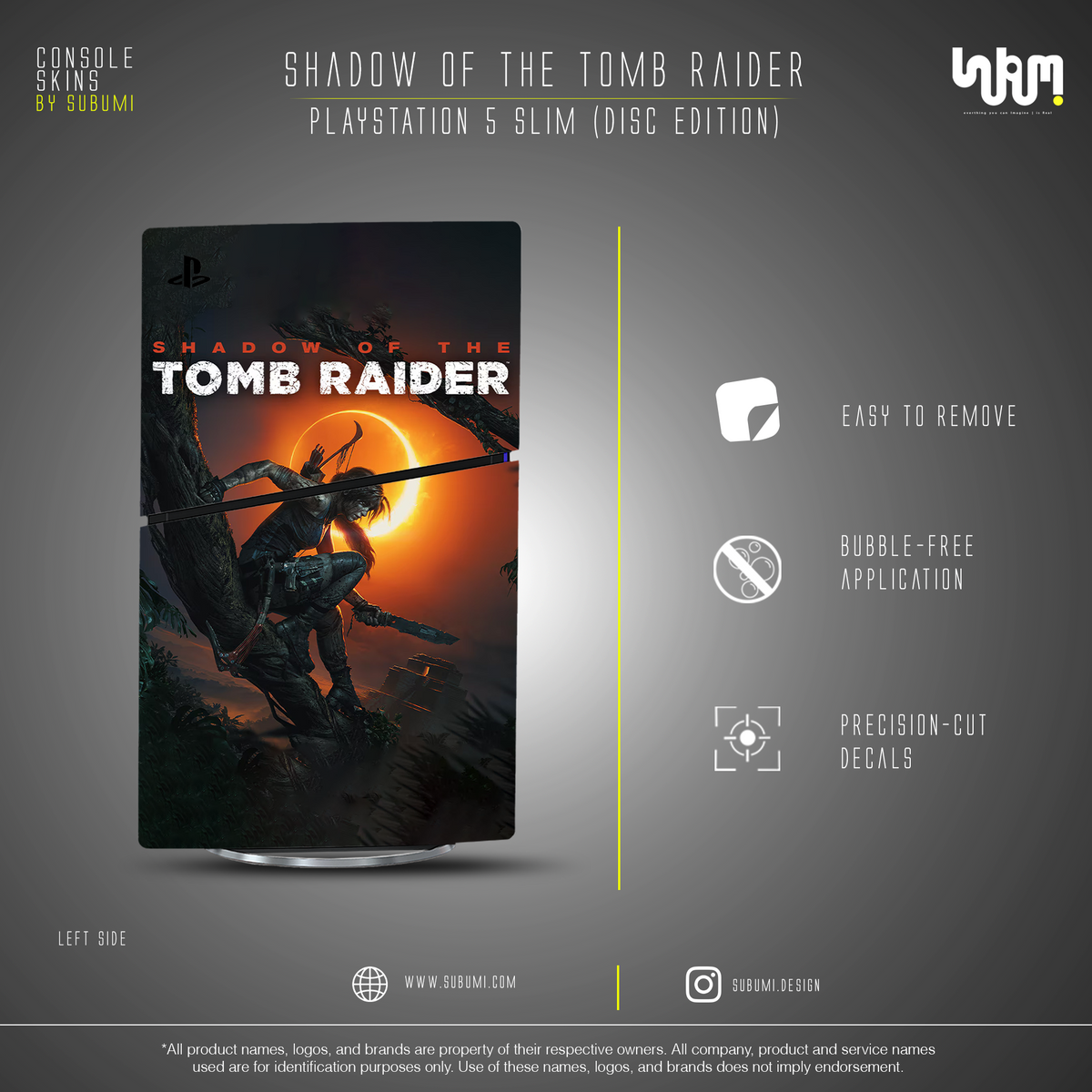 Shadow of the Tomb Raider Console Skin by SUBUMI — PS5 Slim Disc, left side