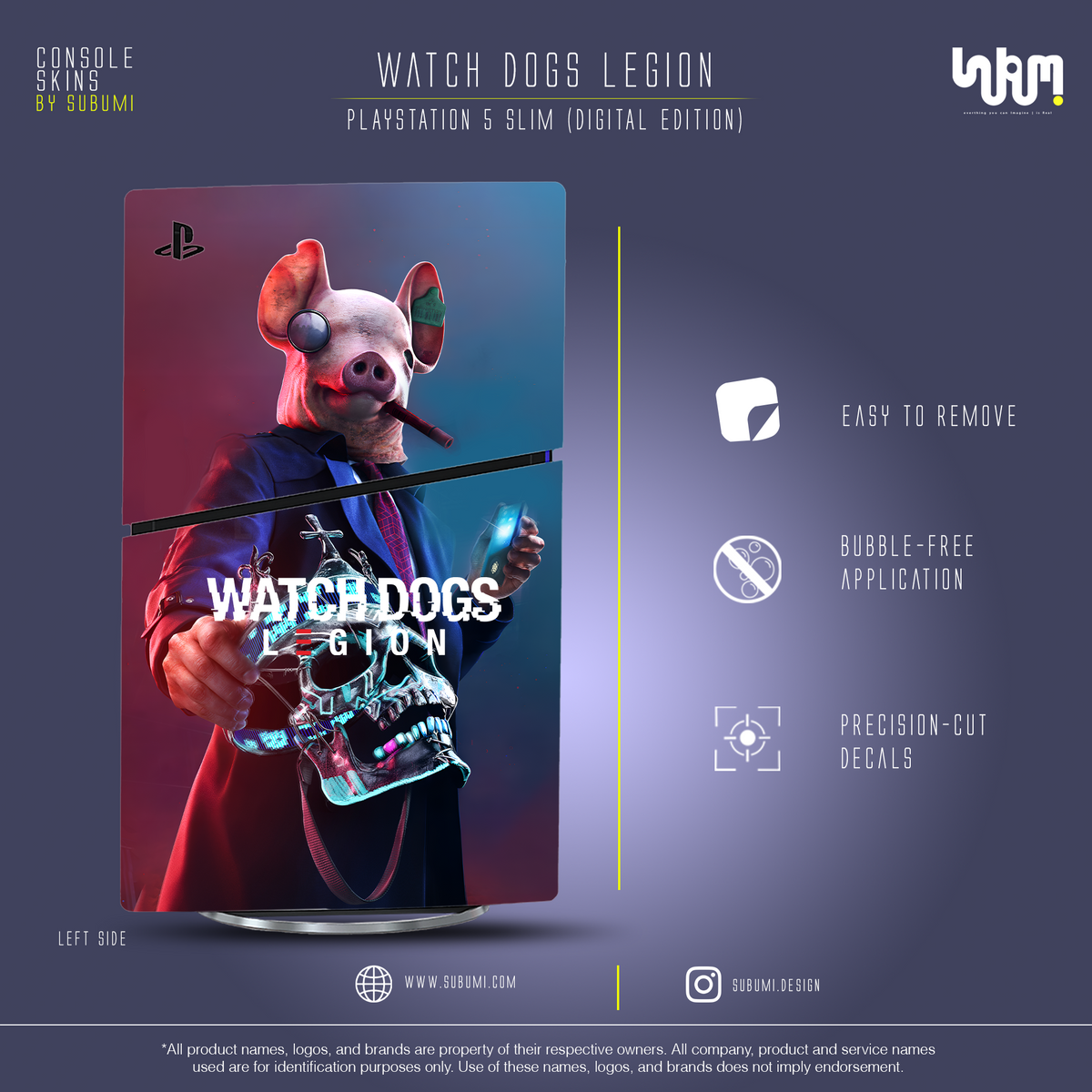 Watch Dogs: Legion Console Skin by SUBUMI — PS5 Slim Digital, left side