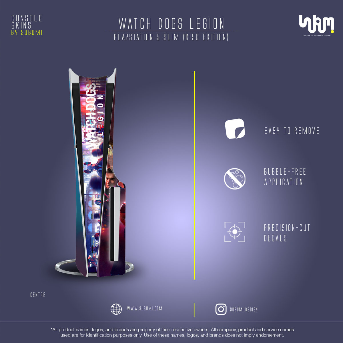 Watch Dogs: Legion Console Skin by SUBUMI — PS5 Slim Disc, centre view