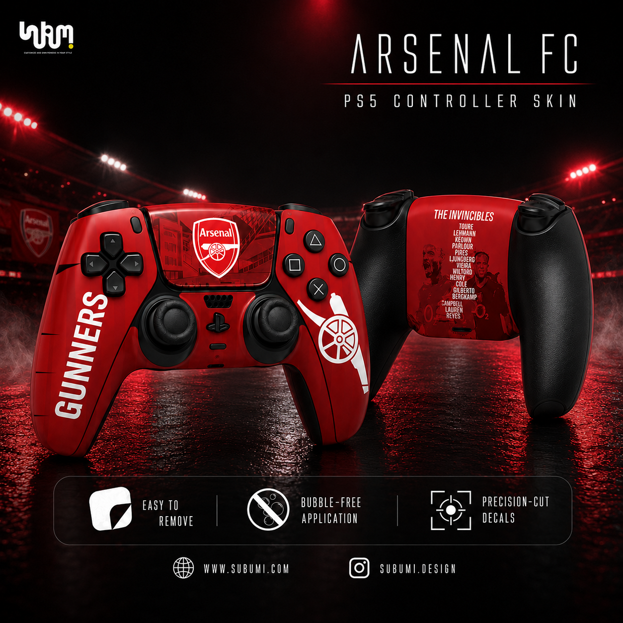 Arsenal PlayStation 5 Controller Skin by SUBUMI