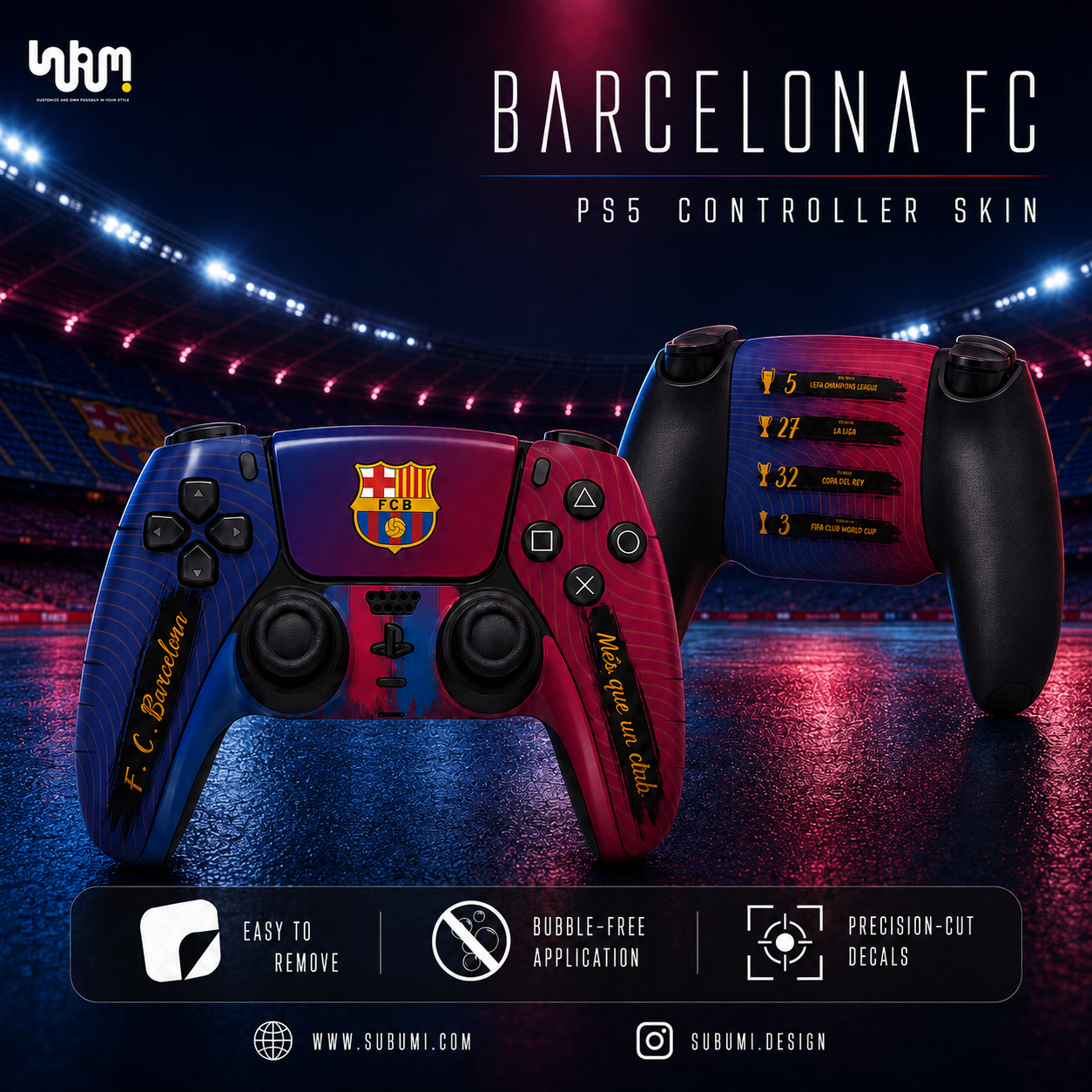 Barcelona PlayStation 5 Controller Skin by SUBUMI
