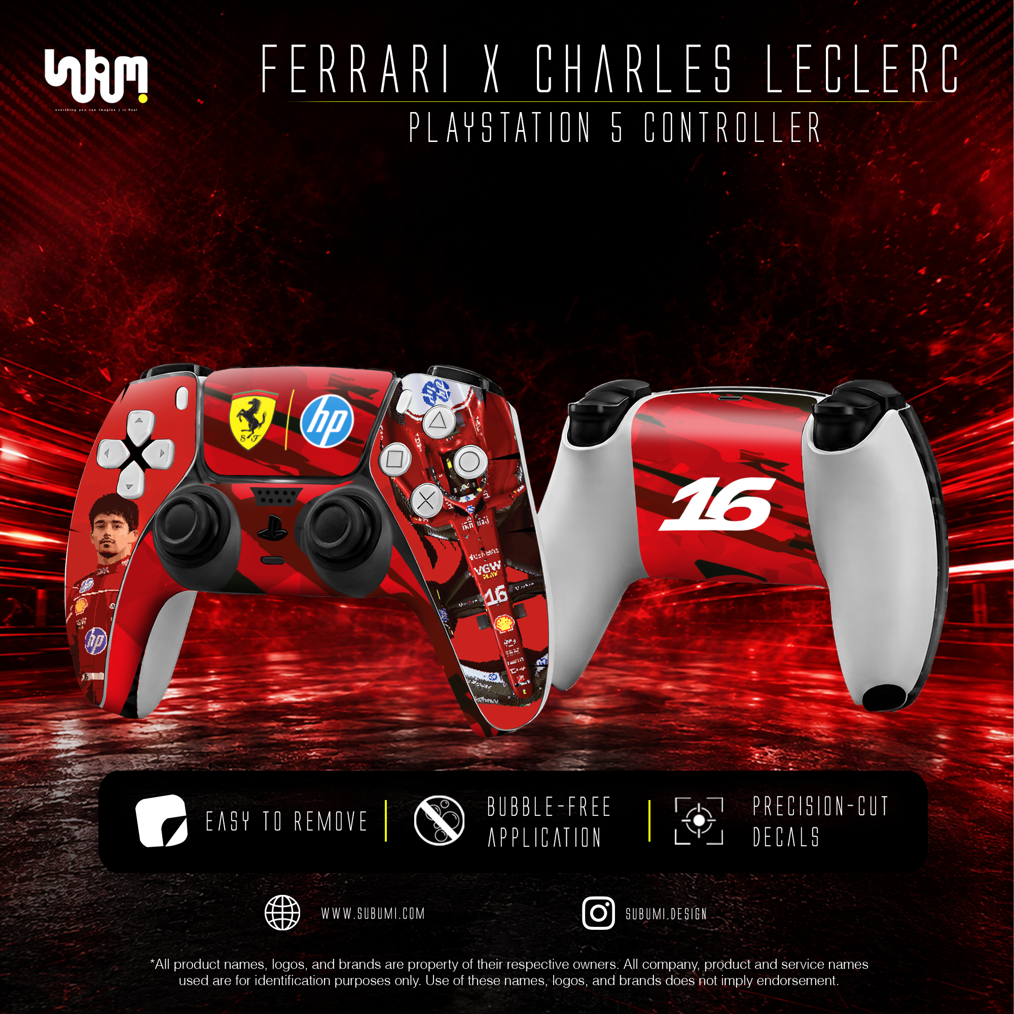 Ferrari x Charles Leclerc PlayStation 5 Controller Skin by SUBUMI