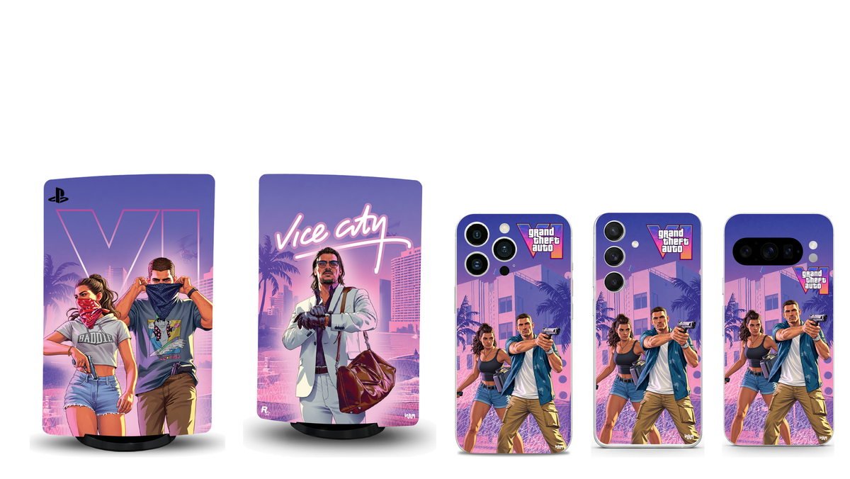 GTA VI Leonida Edition PS5 skin and GTA VI phone skins by Subumi