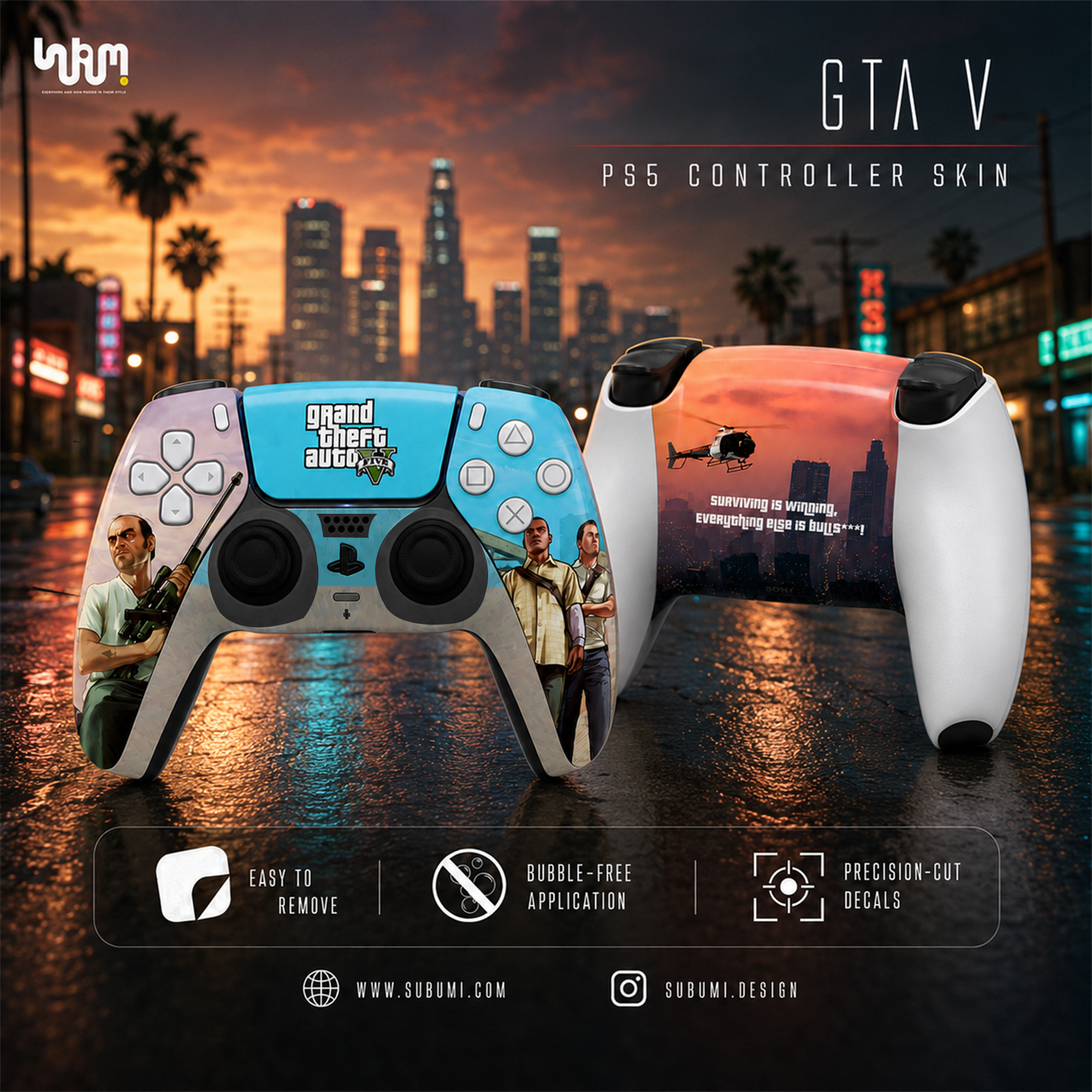 Grand Theft Auto V PlayStation 5 Controller Skin by SUBUMI