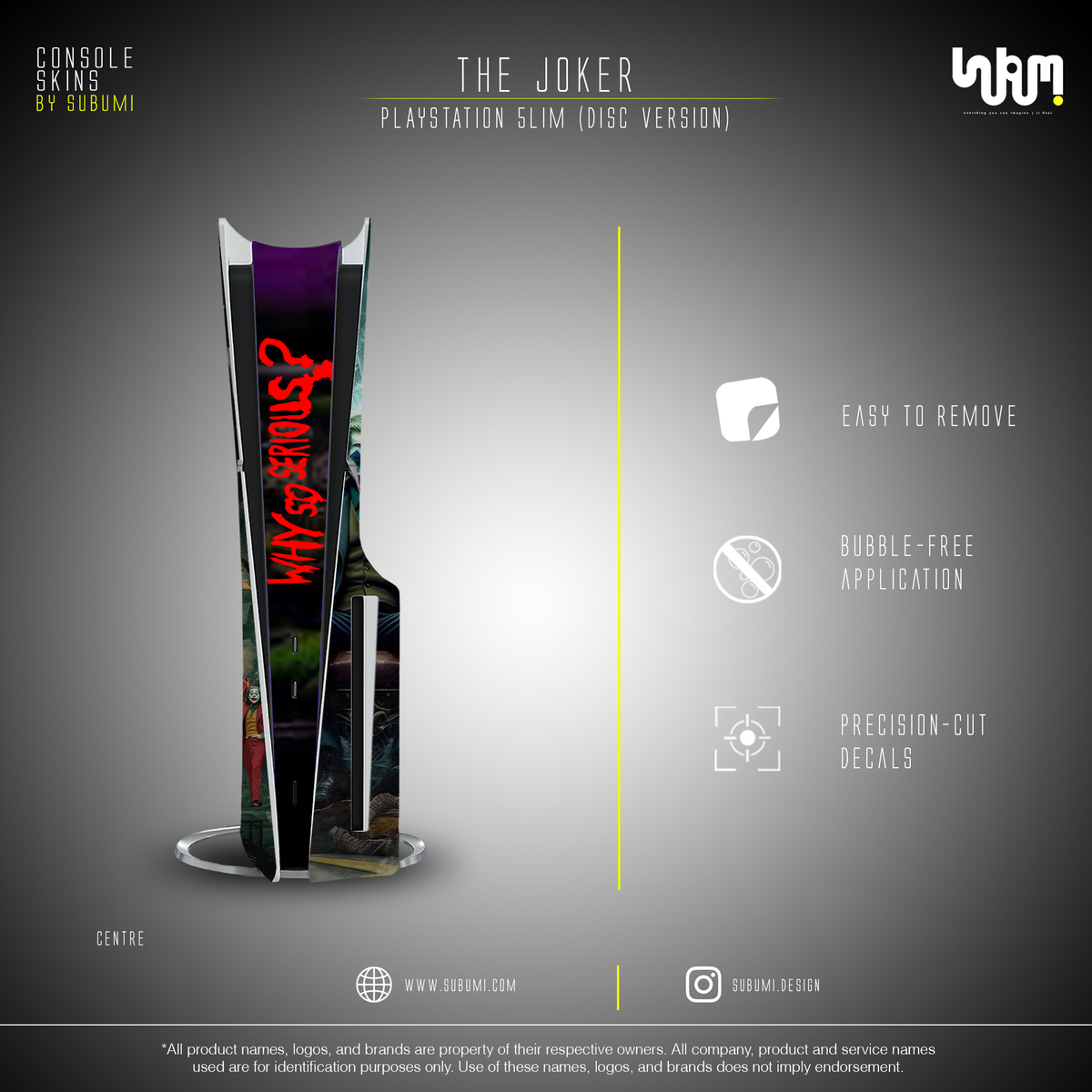 Joker Console Skin by SUBUMI — PS5 Slim Disc, front