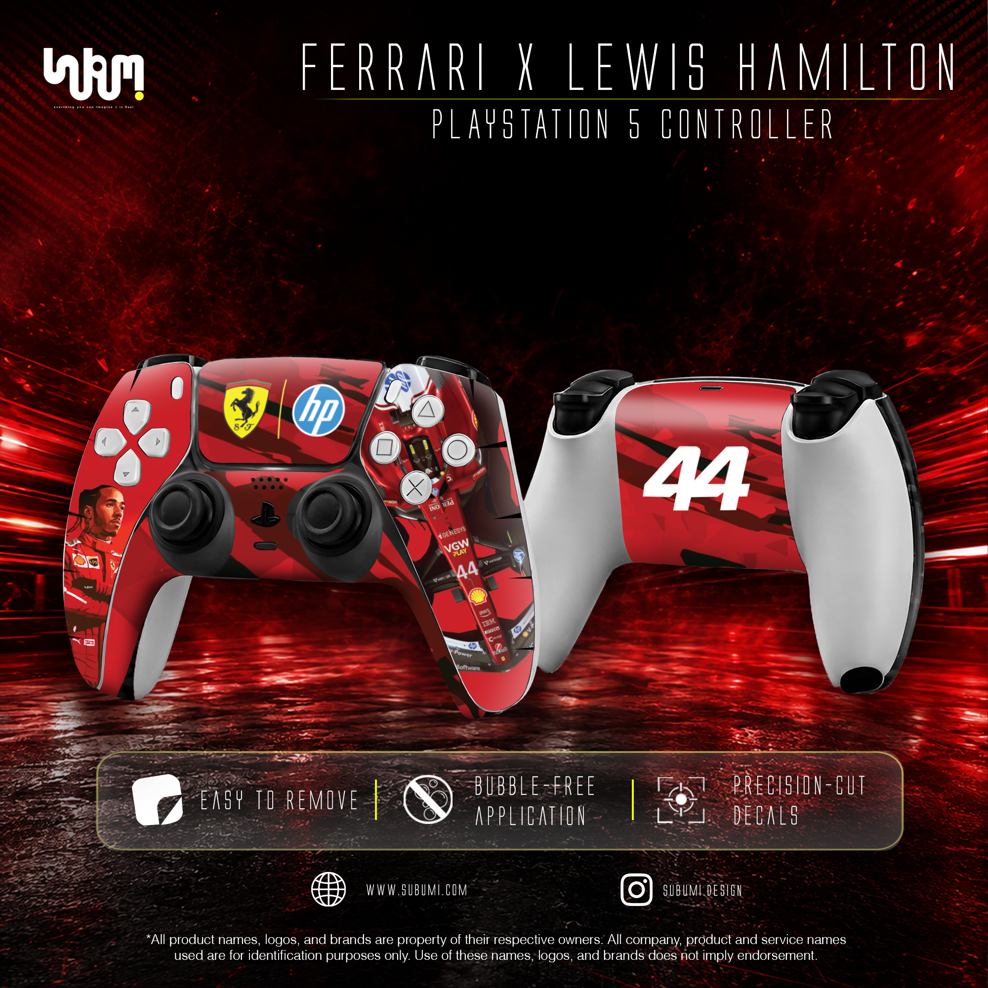 Ferrari x Lewis Hamilton PlayStation 5 Controller Skin by SUBUMI