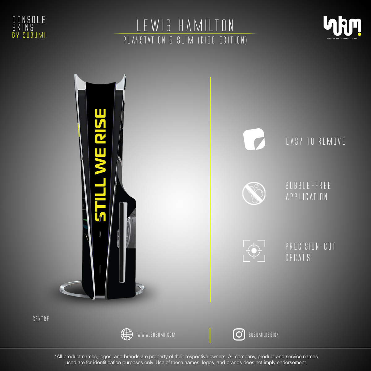Mercedes x Lewis Hamilton Console Skin by SUBUMI — PS5 Slim Disc, front