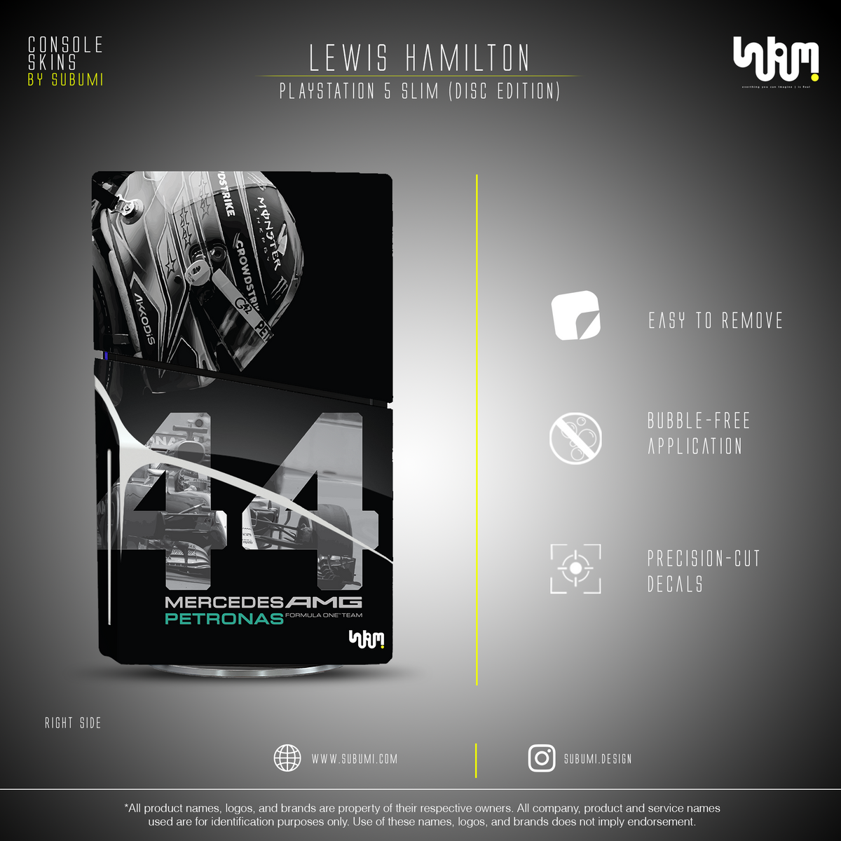 Mercedes x Lewis Hamilton Console Skin by SUBUMI — PS5 Slim Disc