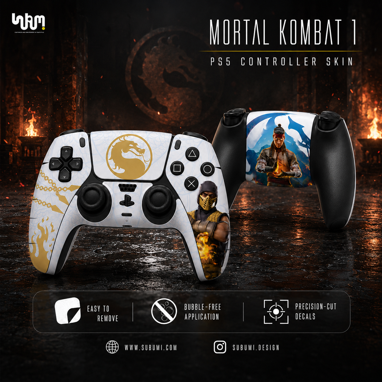 Mortal Kombat 1 PlayStation 5 Controller Skin by SUBUMI