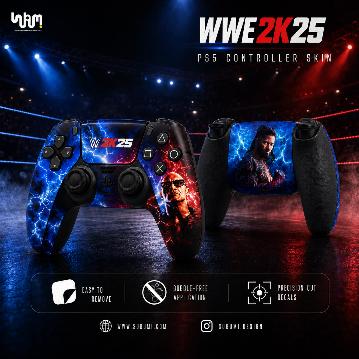 WWE 2K25 (Type 1) PlayStation 5 Controller Skin by SUBUMI