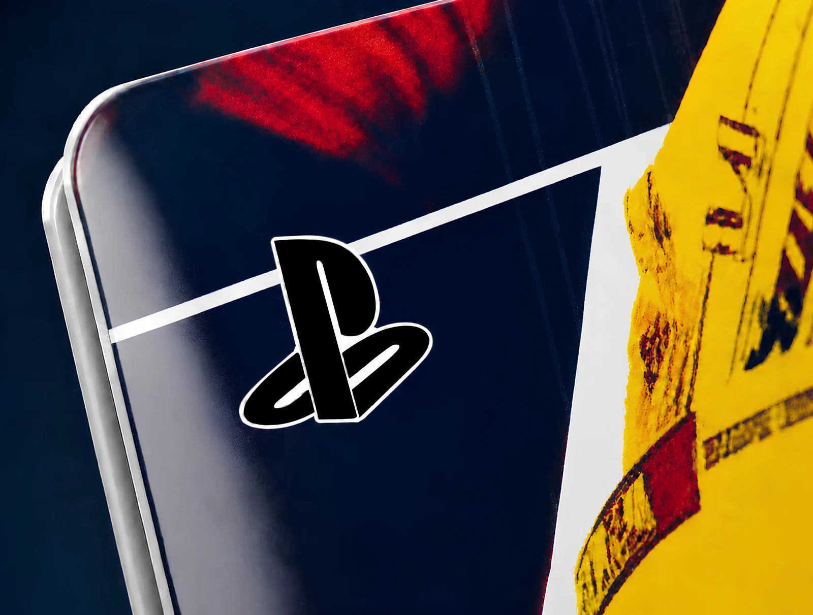 Close-up of a precision-cut edge around the device's port and logo