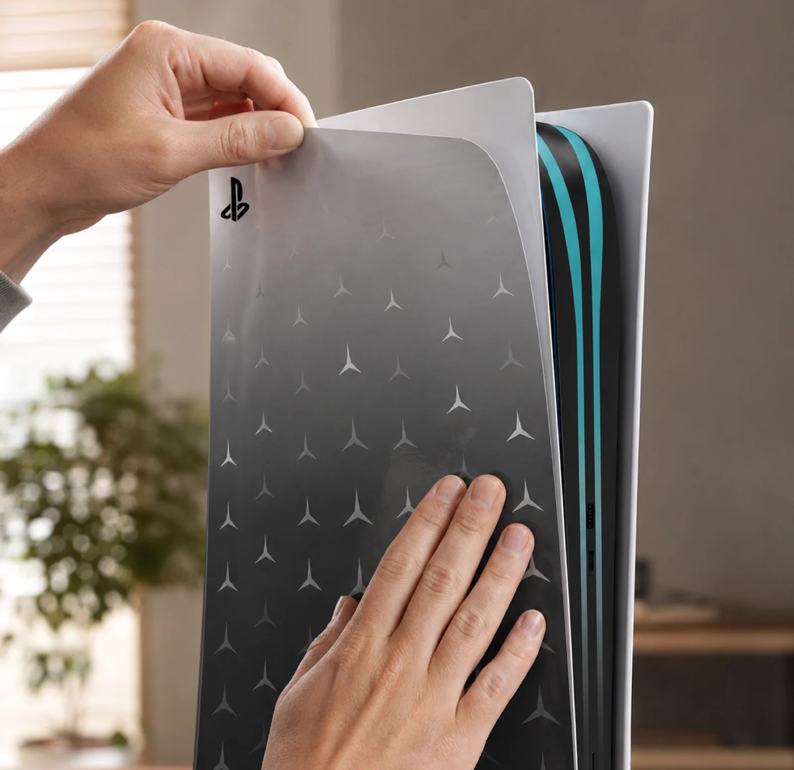A SUBUMI skin being applied, showing how thin the vinyl is