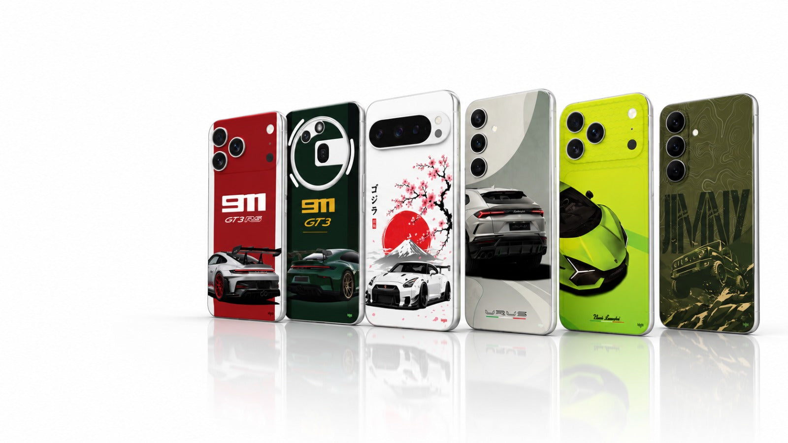 Porsche, Lamborghini, Nissan and Suzuki phone skins by Subumi